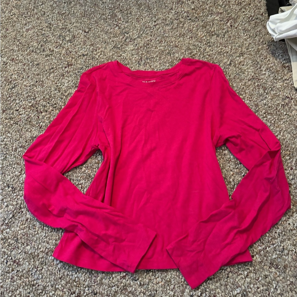 Old Navy Pink Long Sleeve Blouse with Wrap Design